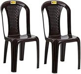Highway Plastic Arm Chair/Glossy Finish Chair For Outdoor Indoor Living Room/Strong & Sturdy Structure Plastic Chair/Outdoor & Indoor Plastic Chair Pack Of 2 (Brown)