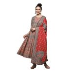 Biba Women Printed Anarkali Salwar Kurta Dupatta(Skdfolk Tal9035_Blue_34)