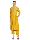 Biba Women Printed Narrow Salwar Kurta Dupatta(Skd7437E_Mustard_38)