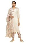 W For Woman Solid Sequins Straight Viscose Kurta Set With Slim Pant And Dupatta