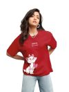 Bewakoof Women’S Believe Cat Graphic Print 100% Cotton T-Shirt- Oversized Fit, Round Neck, Half Sleeve